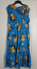 Time and True women's V-neck Midi Dress with Pockets size L 12-14 blue