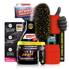 SONAX FelgenBeast 500ml Reiniger Felgen Bürste Tuch Handschuhe Set | 4-teilig