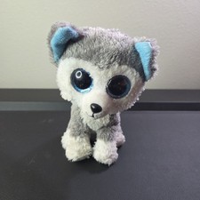 TY BEANIE BOOS 6" SLUSH HUSKY DOG BLUE EYES PLUSH STUFFED ANIMAL GRAY WHITE TOY