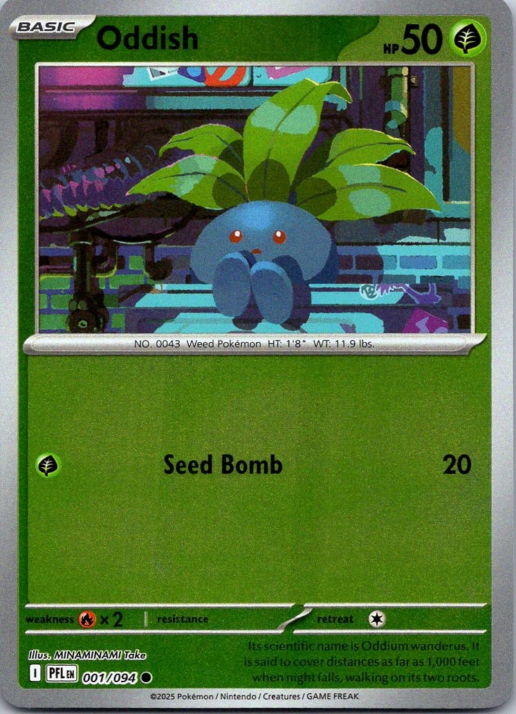 Oddish Reverse Holo Common ME02: Phantasmal Flames - 001/094 NM
