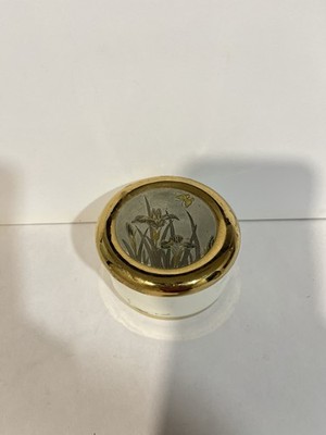 The Art Of Chokin Decorative Trinket Box Gold Edge Butterfly & Flowers Jewelry
