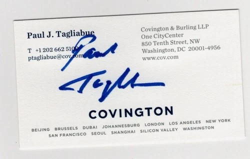 Commissioner PAUL TAGLIABUE signed business card - Football Hall of Famer.