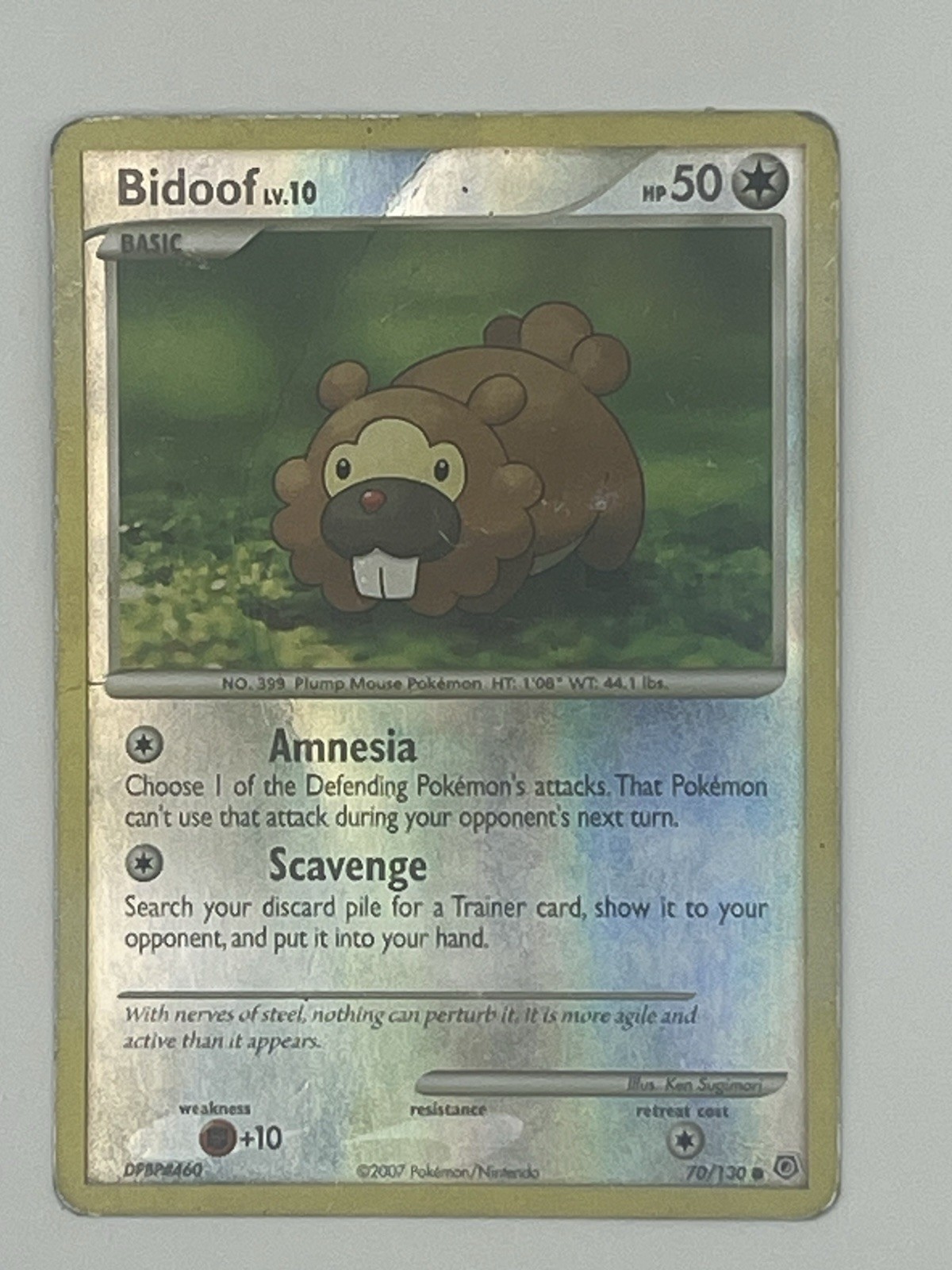 Pokémon TCG Bidoof 2007 Diamond & Pearl Reverse Holo Common Card 70/130