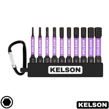 10pcs Hex Drive Impact Screwdriver Bit Set 1.5mm to 7mm 50mm Length 1/4" KELSON
