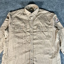 Bulwark FR Fire Resist Cat 2112 Shirt Men XL Extra Large Tan Long Sleeve Button