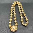 Vintage Gold Tone Bead Ball With Milk Glass 23”  Necklace (8141)