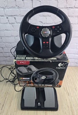 Y2K Vintage Logitech Nascar Racing Wheel Pedals PC USB Vibration Feedback 
