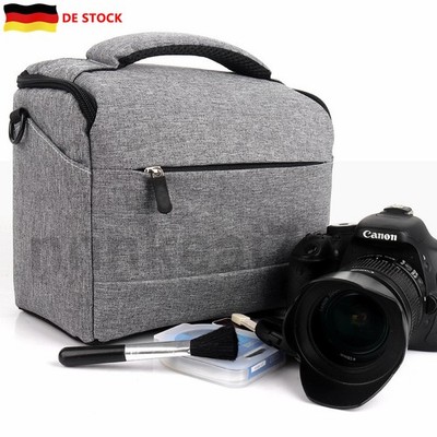 DSLR-Kameratasche Fototasche für Kameras mit Tragegurt, Zubehörfächer grau Neu