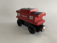 Thomas Friends Wooden Railway Train Tank - Red Sodor Line Caboose - Wood GUC