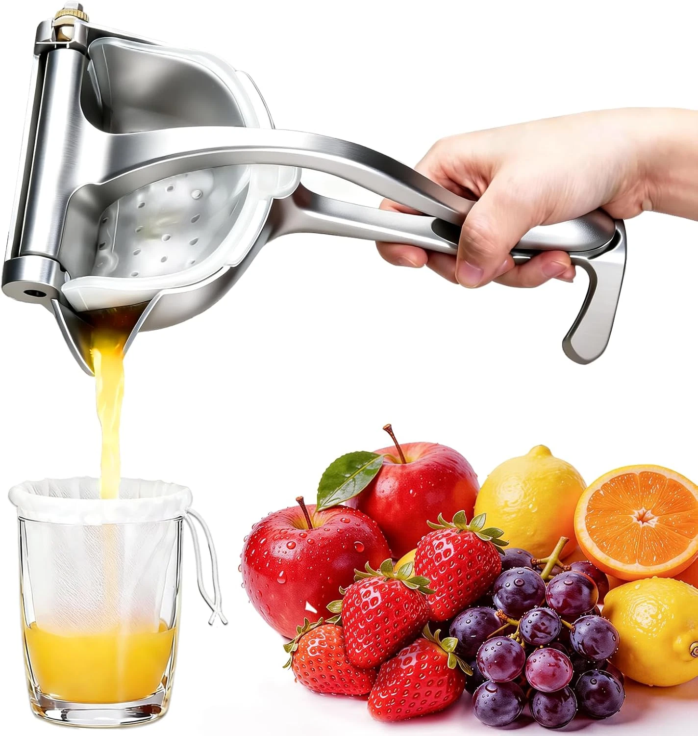 Fruit Juice Squeezer, Lemon Squeezer Manual, Non-Slip Ergonomic Grip, Easy to Us
