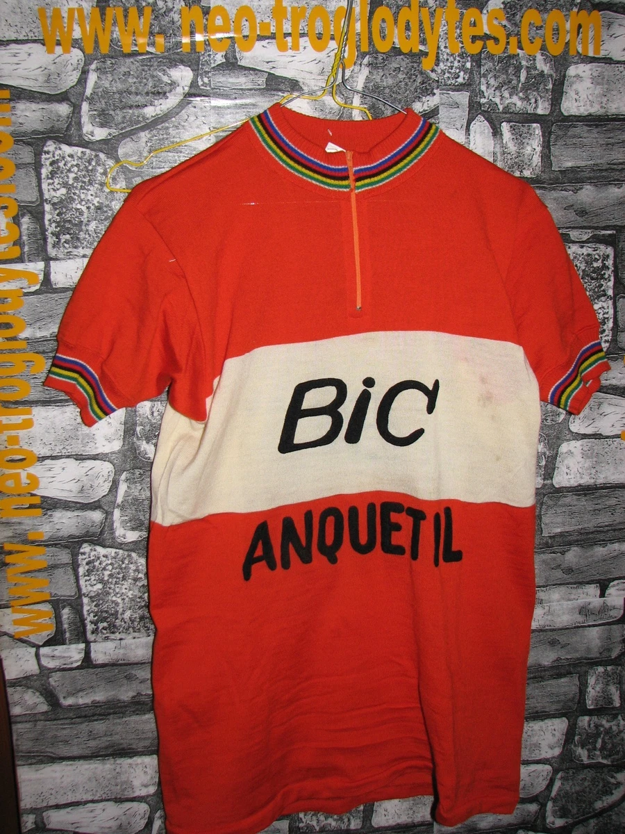 Maillot Cycliste Vintage BIC Tour De France 1969 - Taille M Orange Acrylique