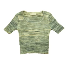 Rylee + Cru Square Neck Rib Tee Heathered Blue Top Size 4-5 Years Girls