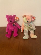 Ty Beanie Babies, Peace Bear And Millennium Bear. NWT. Lot Of 2.