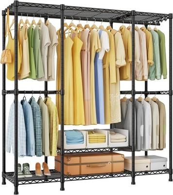 E3 Heavy Duty Garment Rack 4 Tiers Freestanding Closet Organizer System W/ 5