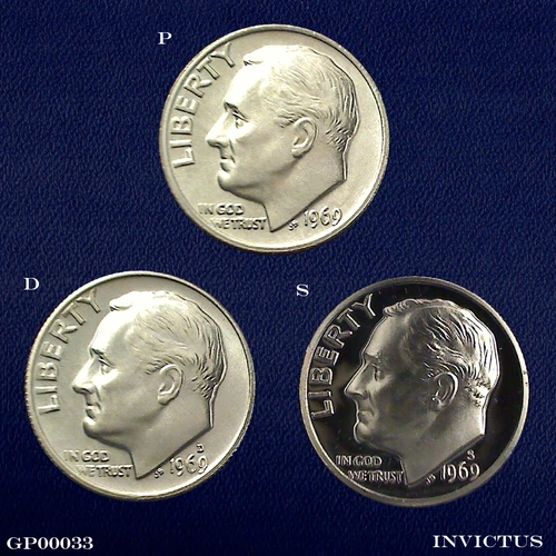 1969-P / D / S Roosevelt Dime Year Set (Brilliant & Uncirculated) Ea.: MS/BU