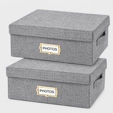 2 Pack 4x6 Photo Storage Boxes, 1,700 Prints Each, Grey 2Pack