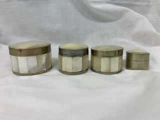 4 Vintage Mother of Pearl Trinket Boxes