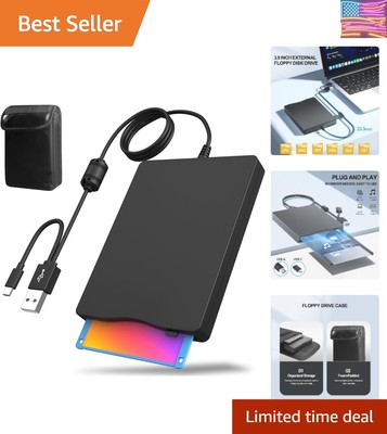 3.5'' USB 3.0 Floppy Disk Drive - Easy Plug & Play with Durable Carrying Case