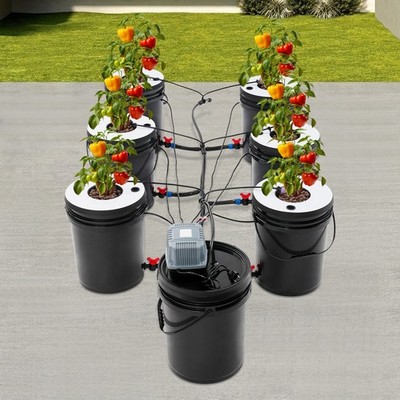 Deep Water Culture Hydroponic DWC Grow System 7 Bucket 5 Gallon Kit Hydroponisch