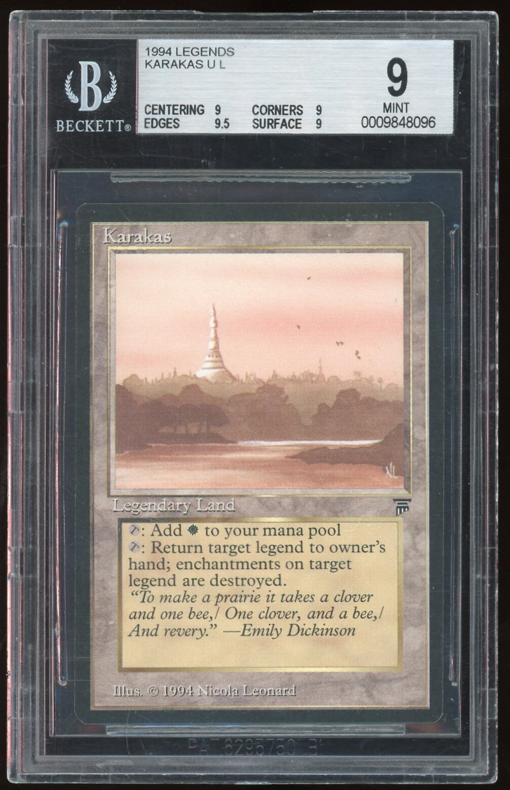 1994 Magic The Gathering Legends KARAKAS U Land #146 BGS 9.0