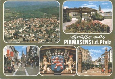 Pirmasens i.d. Pfalz Deutschland Mehransicht Postkarte 70er Jahre verschickt Luftpost