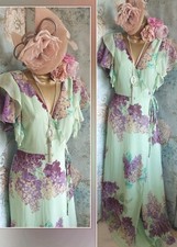 Asos green lilac purple wrap over occasion Prom wedding evening maxi dress 16