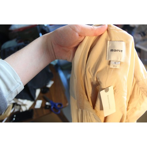 Anthropologie Maeve Long Sleeve Pleated Mini Shirt Dress Cream Beige Small NWT - Picture 4 of 4