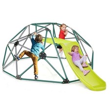 Kids Climbing Dome with Slide Kids Jungle Gym Monkey Bar 8FT Yellow  Green