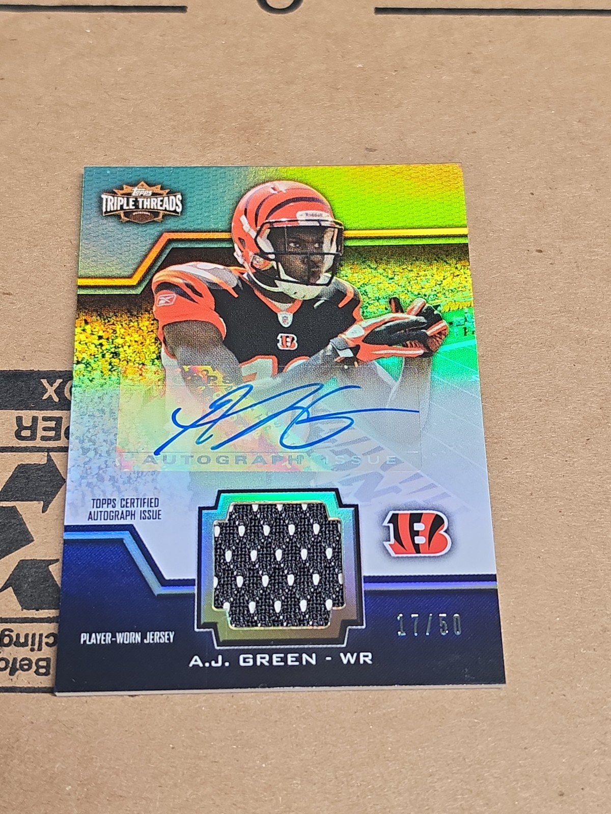 AJ Green Topps Triple Threads Unity Relic Autograph #64 Base