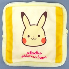 Pikachu Face Square Pouch Pocket Monsters Japan Used Japan