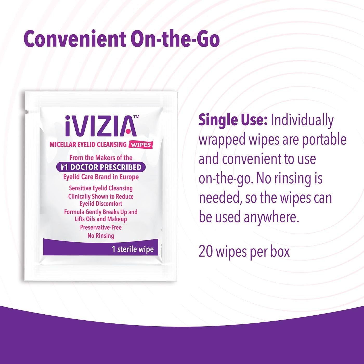 Sensitive Eyelid Wipes Rinse-Free Micellar Cleansing Makeup Remover 20