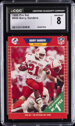 1989 PRO SET #494 BARRY SANDERS CGC 8