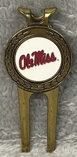 Vintage Brass Golf Divot Repair Tool Ole Miss Made in USA Mississippi