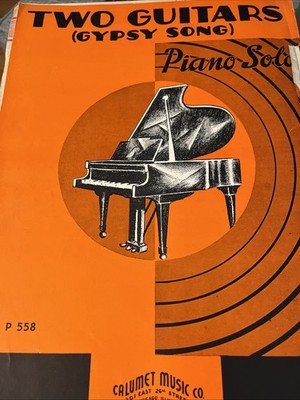 Two Guitars Russian Gypsy Song  Piano Solo 1935 Vintage Sheet Music