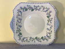 Vintage Art Deco Era SHELLEY Bone China BLUE HAREBELL Tabbed CAKE SERVING PLATE