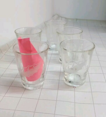 5 x 2'' Italienisches Schnapsglas Stechpalme Weihnachtsmotiv Vintage 60er Jahre