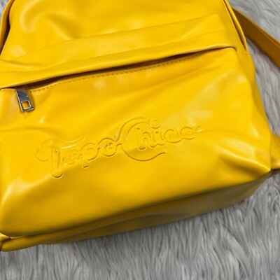 Topo Chico Faux Leather Yellow Mini Backpack Embossed Logo  display picture 1