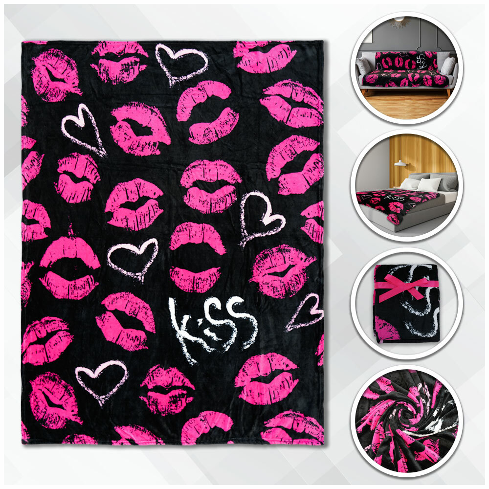 Pink Kisses Plush Blanket 50x60 Kiss Kiss Blanket Girl's