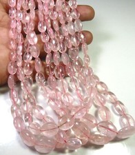Morganite Gemstone Pink Oval Smooth Beads 16"Strand Natural Gems Beads GV-2899