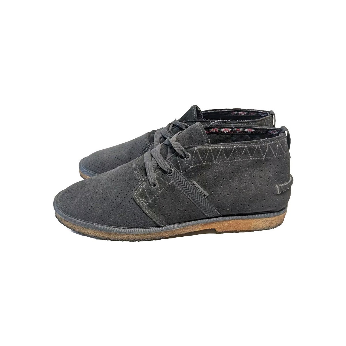 Vintage Phat Farm Boots Mens 12 Gray Leather Wallabee Chukka  display picture 3