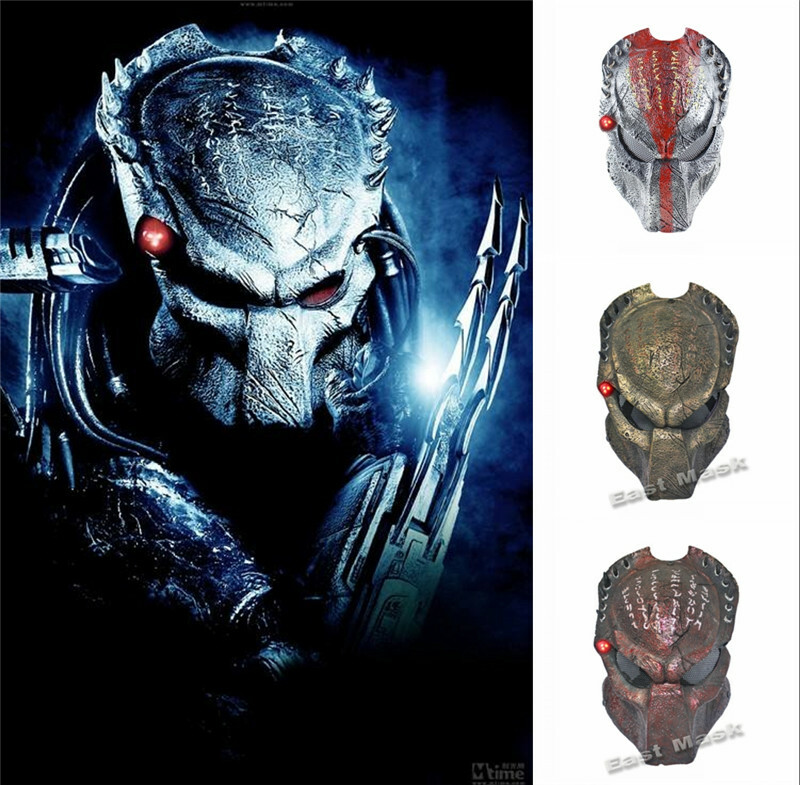 eLymwoo Scrary Masks Alien Predator Latex Headwear Cosplay Costume Props Black Helmet Realistic Masks