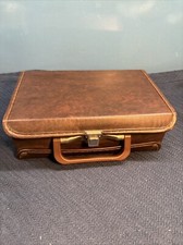 Vintage Cassette Tape Case Storage Holder Brown Faux Leather Holds 12 Tapes