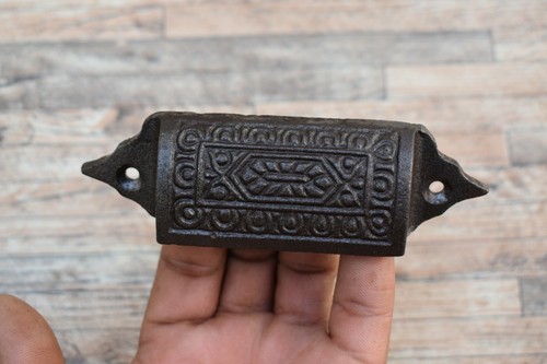 6pcs Vtg Cast Iron Drawer Door Gate Cabinet Kitchen Cup Bin Pulls Handles knob - Picture 2 of 10