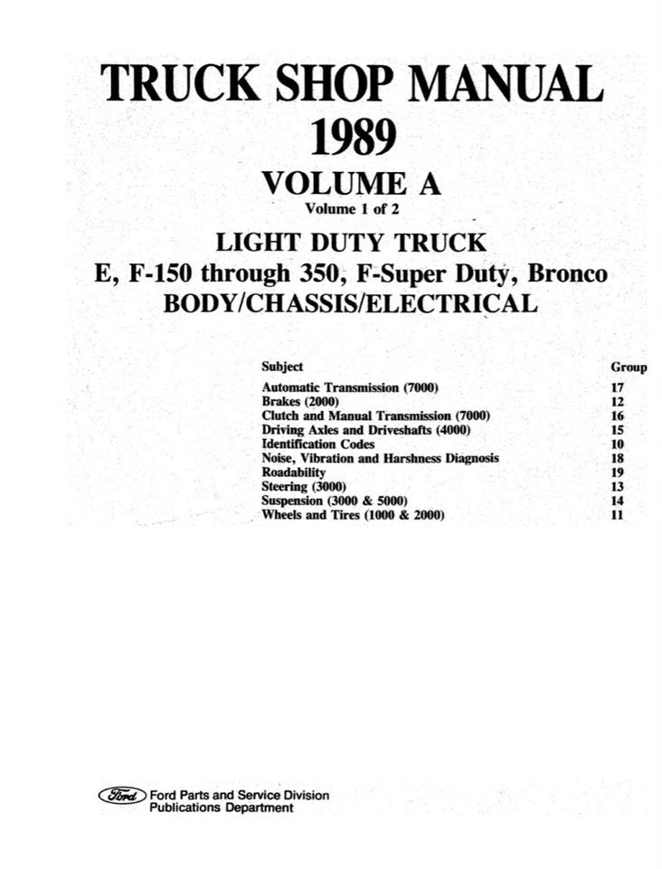 Camión Ford Bronco Econoline 1989 taller reparación manual motor transmisión equipo original Foto 2 de 4