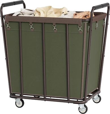 Large Laundry Cart with Wheels, 400L Heavy Duty Laundry Basket Organizer, Rollin