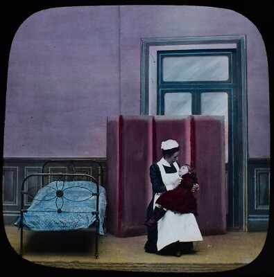 Magic Lantern Slide LITTLE GLORYS MISSION NO5 C1890 PHOTO VICTORIAN STORY SCHAUSPIELER