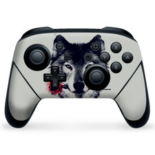 Nintendo Switch Pro Controller Skin Decal Vinyl Wrap - Wolf with rose in mouth