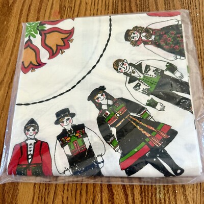 NEW Norwegian Table Cotton 90x90CM Norway Scandi Folk Dancers Folklore Cloth