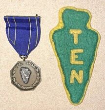 OLD BSA BOY SCOUTS ORDER OF THE ARROW T E N MEDAL & FELT T E N PATCH