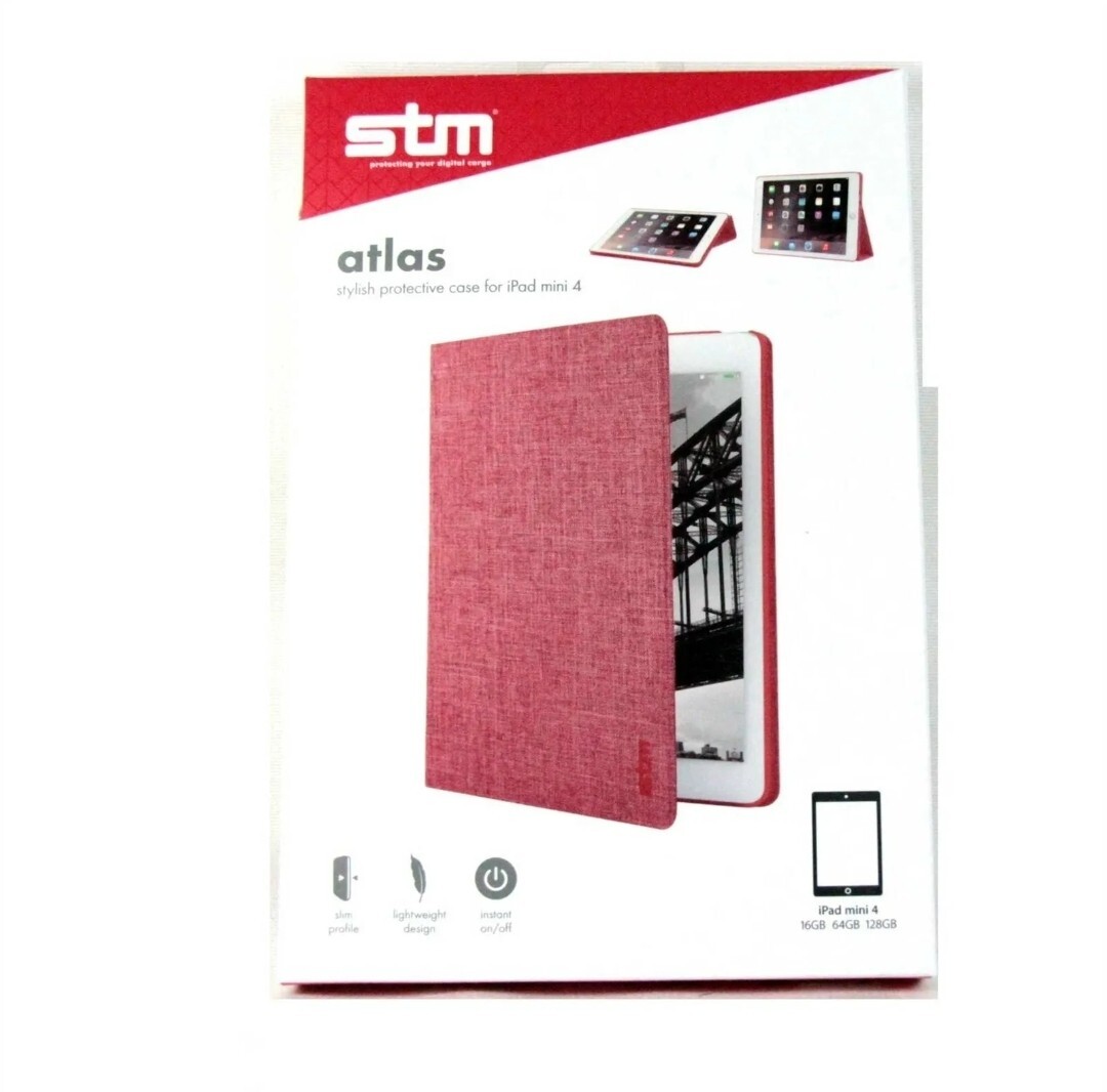 STM ATLAS CASE FOR IPAD MINI TEXTURED FABRIC LIGHTWEIGHT RED STM